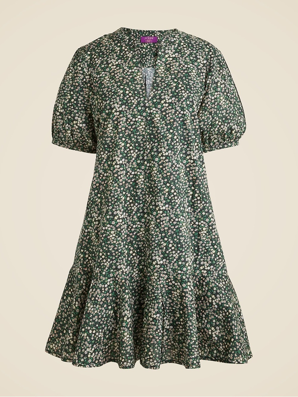 J. Crew Green Floral Mini Dress